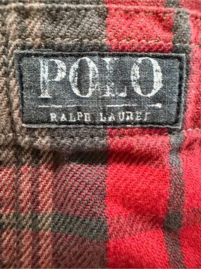 Polo by Ralph Lauren Red and Black Plaid Button-Down Flannel Shirt Sz M 10-12